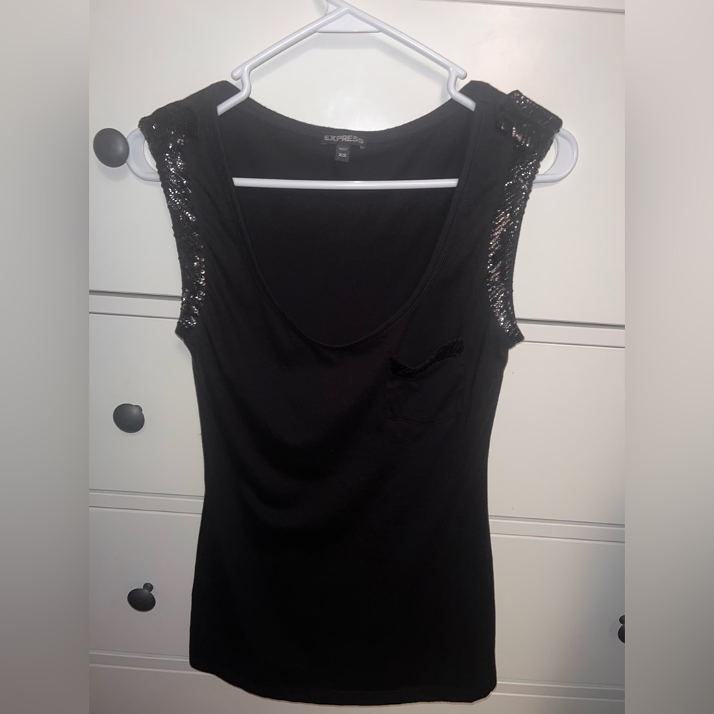Express Black Sequin shirt